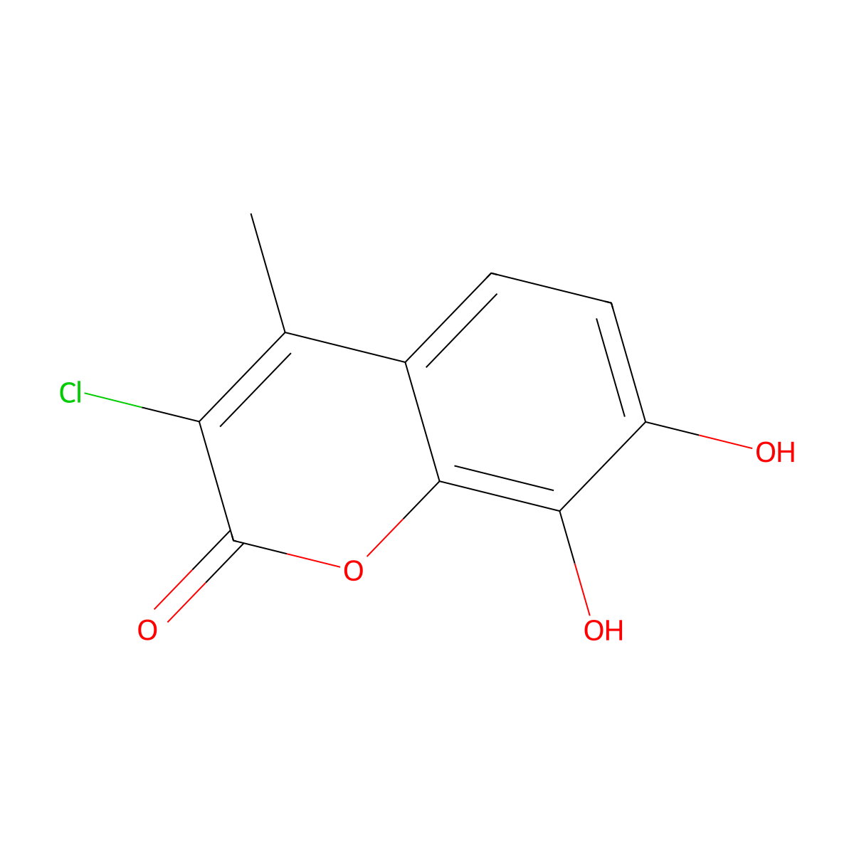3-chloro-7,8-dihydroxy-4-methyl-2H-chromen-2-one molecular structure, CAS 19149-43-0