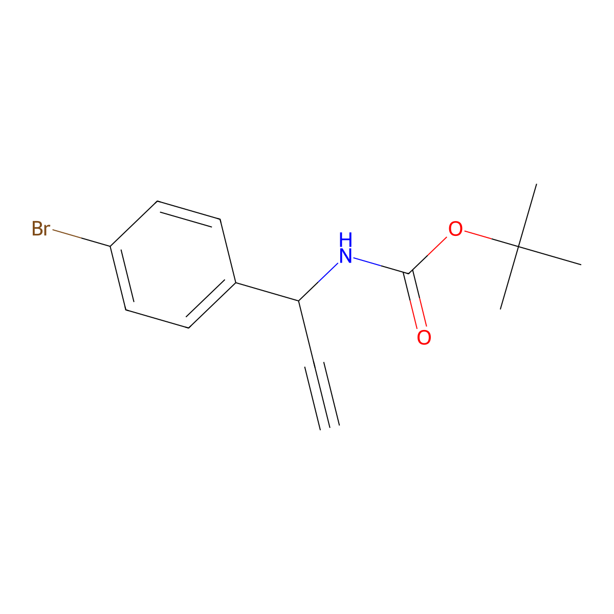 tert-butyl N-[1-(4-bromophenyl)prop-2-yn-1-yl]carbamate molecular structure, CAS 1914943-47-7