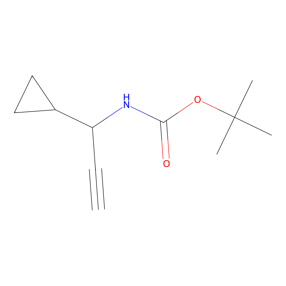 tert-butyl N-(1-cyclopropylprop-2-yn-1-yl)carbamate molecular structure, CAS 1914943-50-2