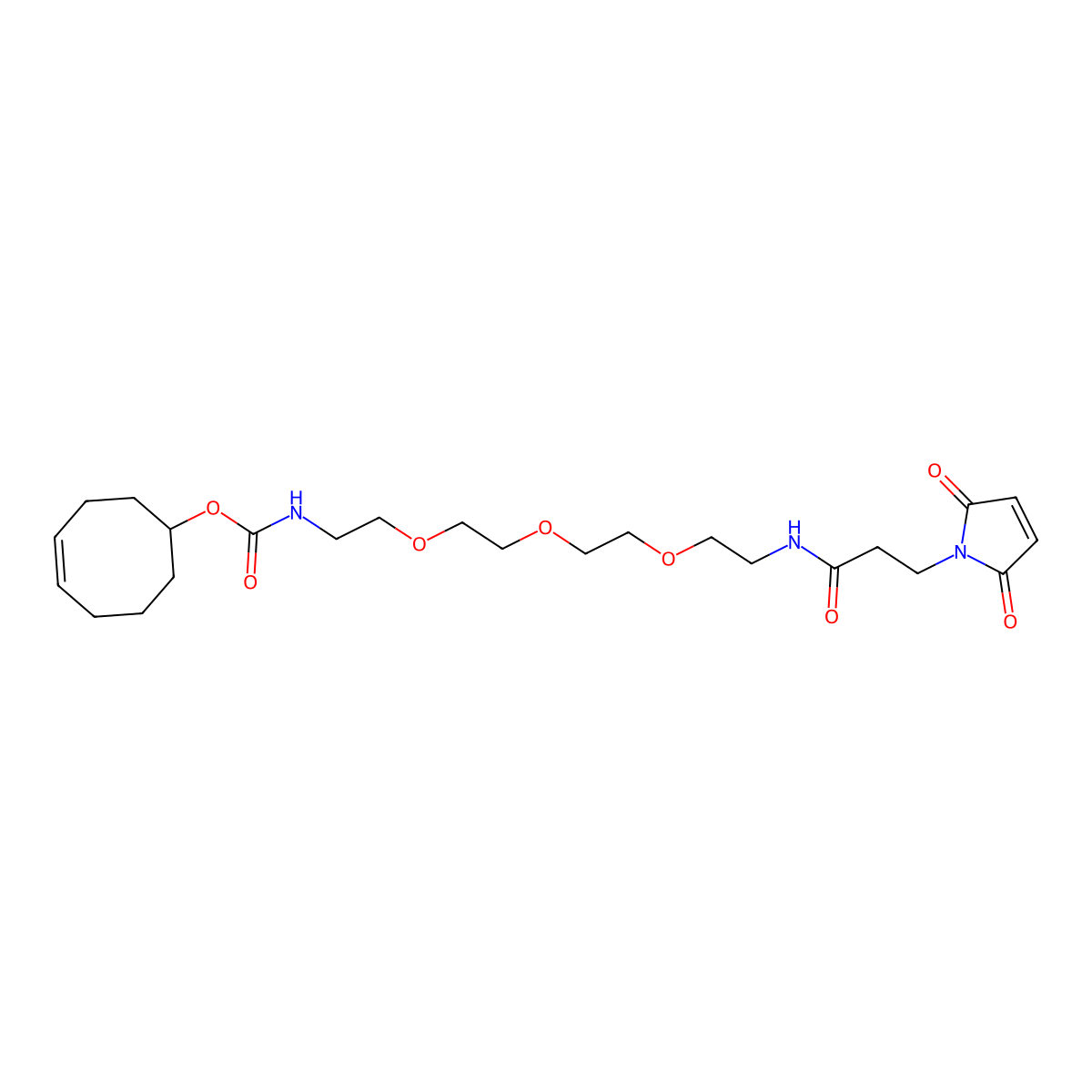 cyclooct-4-en-1-yl N-[2-[2-[2-[2-[3-(2,5-dioxopyrrol-1-yl)propanoylamino]ethoxy]ethoxy]ethoxy]ethyl]carbamate molecular structure, CAS 1914971-04-2