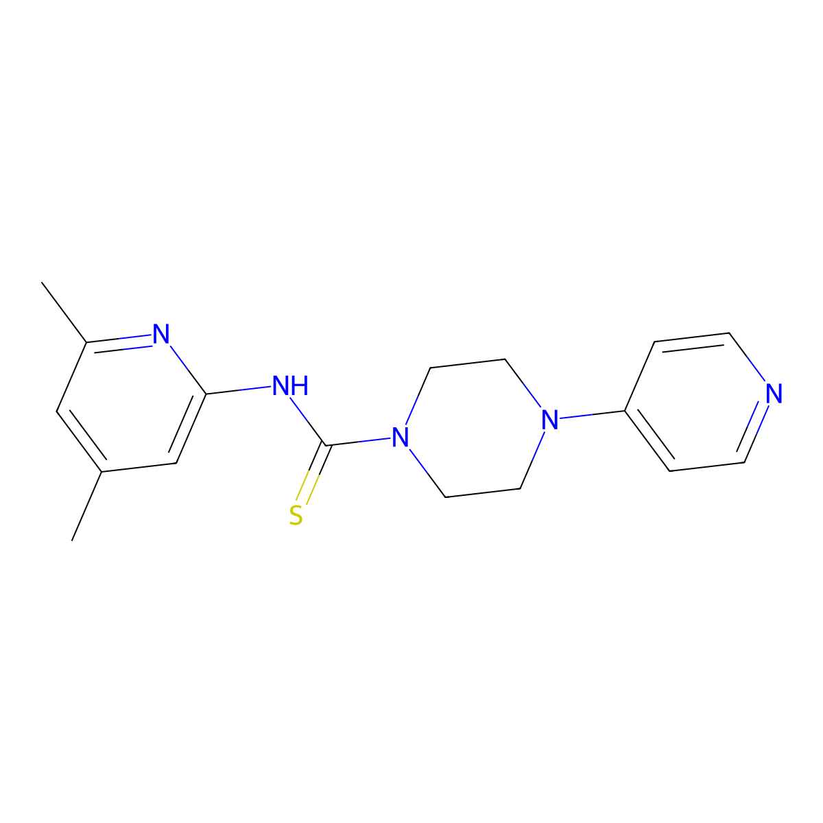 N-(4,6-dimethyl-2-pyridinyl)-4-(4-pyridinyl)-1-piperazinecarbothioamide molecular structure, CAS 1914971-16-6