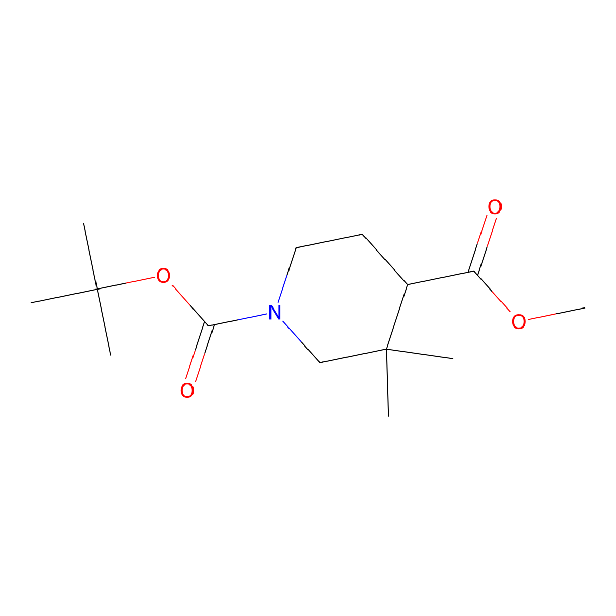 1-(tert-Butyl) 4-methyl 3,3-dimethylpiperidine-1,4-dicarboxylate molecular structure, CAS 1915004-57-7