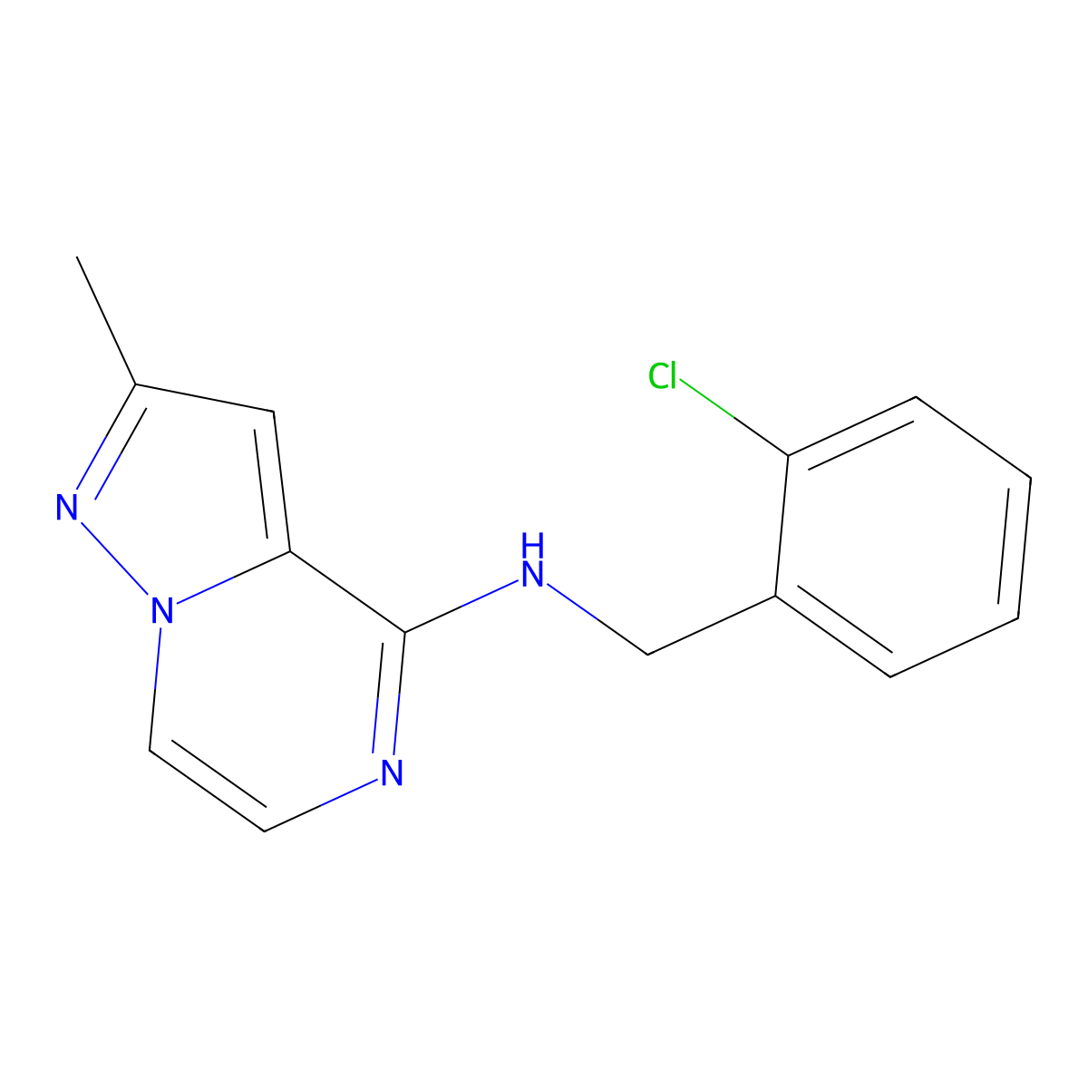N-[(2-chlorophenyl)methyl]-2-methylpyrazolo[1,5-a]pyrazin-4-amine molecular structure, CAS 1915081-00-3