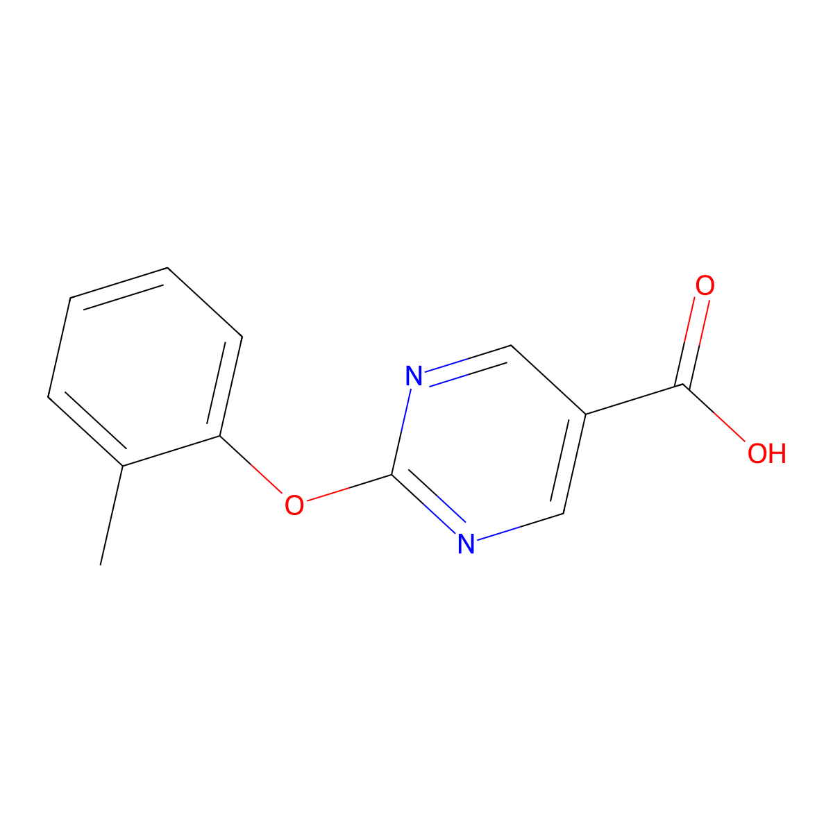 2-(o-Tolyloxy)pyrimidine-5-carboxylic acid molecular structure, CAS 1915205-44-5