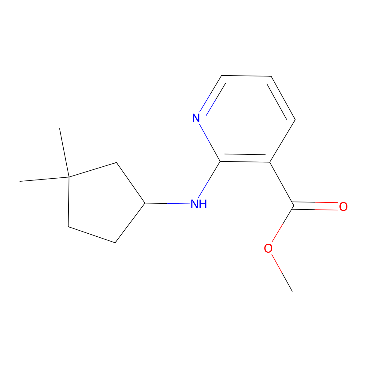 Methyl 2-[(3,3-dimethylcyclopentyl)amino]pyridine-3-carboxylate molecular structure, CAS 1915207-95-2