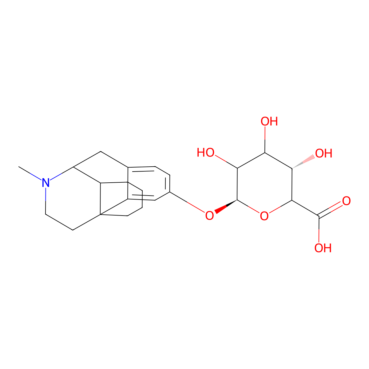 (3S,6S)-3,4,5-trihydroxy-6-[(17-methyl-17-azatetracyclo[7.5.3.01,10.02,7]heptadeca-2(7),3,5-trien-4-yl)oxy]oxane-2-carboxylic acid molecular structure, CAS 19153-87-8