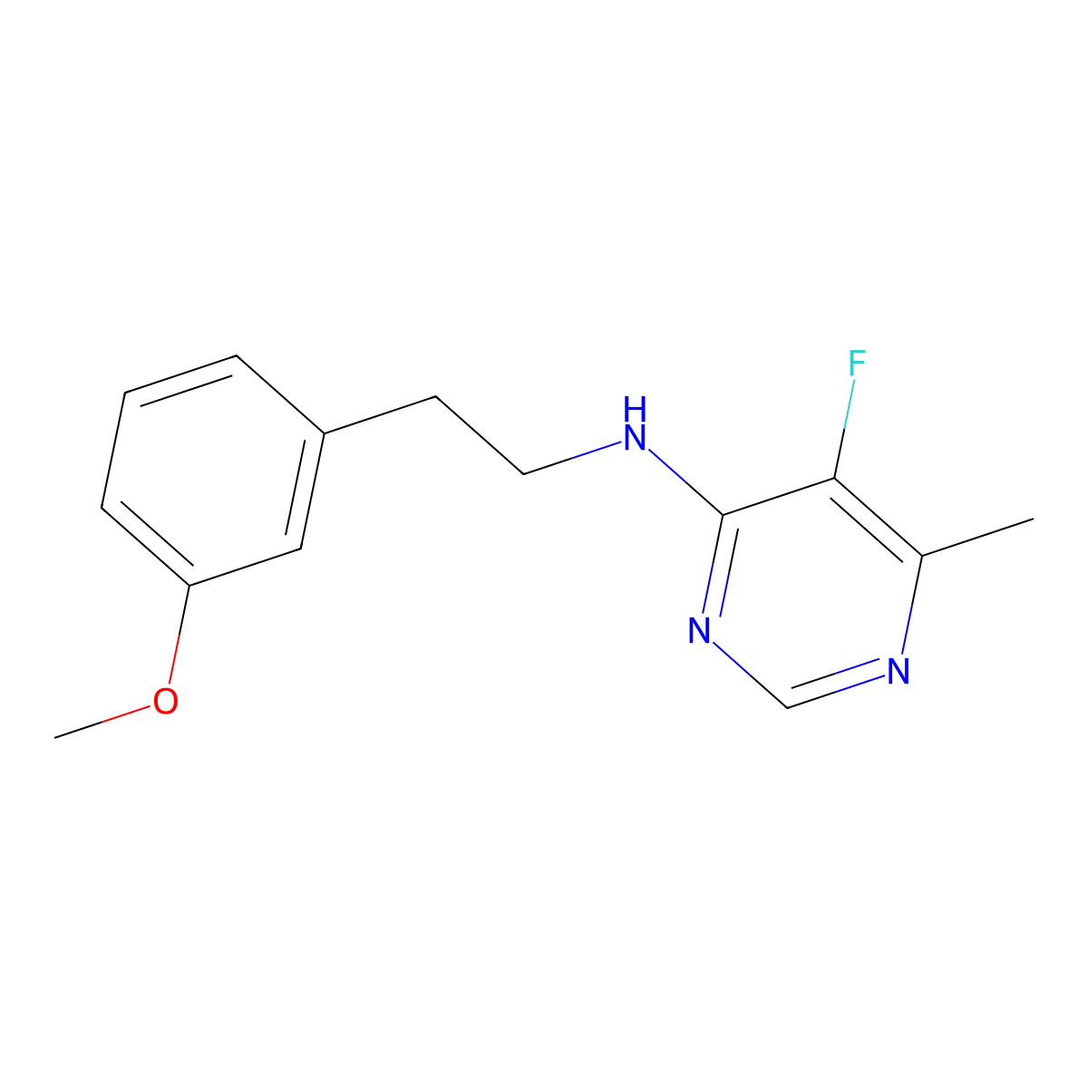 5-fluoro-N-[2-(3-methoxyphenyl)ethyl]-6-methylpyrimidin-4-amine molecular structure, CAS 1915412-57-5