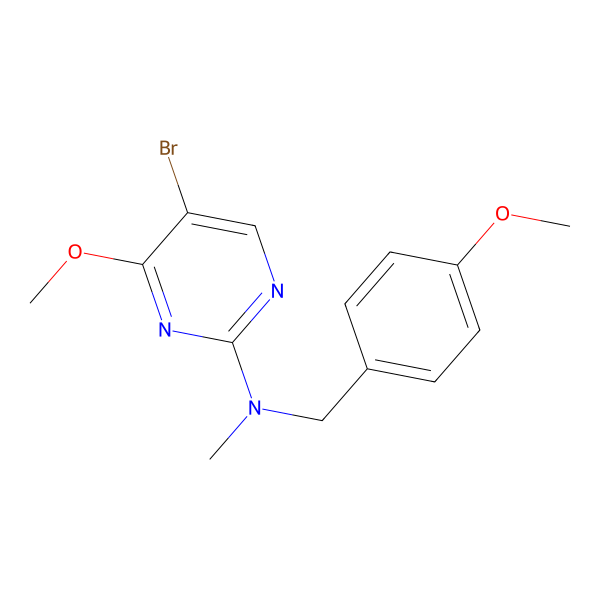5-bromo-4-methoxy-N-[(4-methoxyphenyl)methyl]-N-methylpyrimidin-2-amine molecular structure, CAS 1915438-90-2