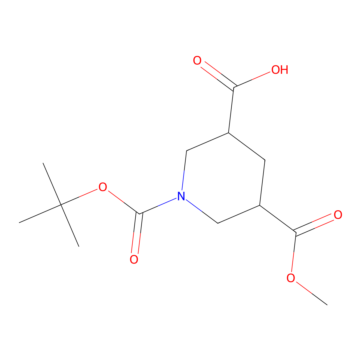 1-((Tert-butoxy)carbonyl)-5-(methoxycarbonyl)piperidine-3-carboxylic acid molecular structure, CAS 191544-71-5
