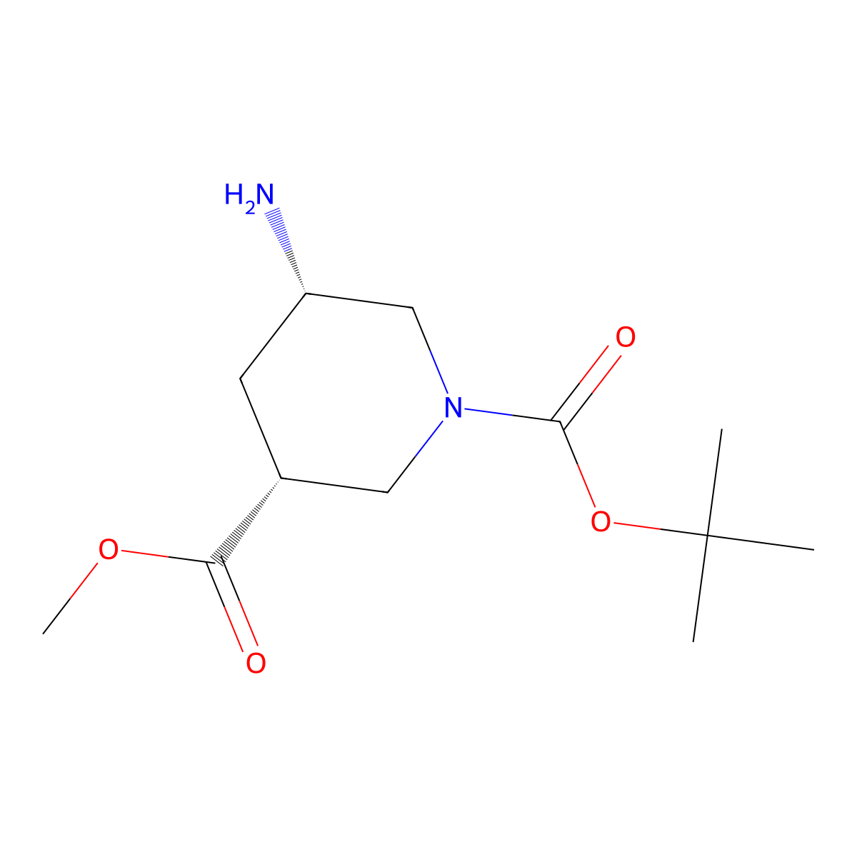 rac-1-tert-butyl 3-methyl (3R,5S)-5-aminopiperidine-1,3-dicarboxylate molecular structure, CAS 191544-79-3