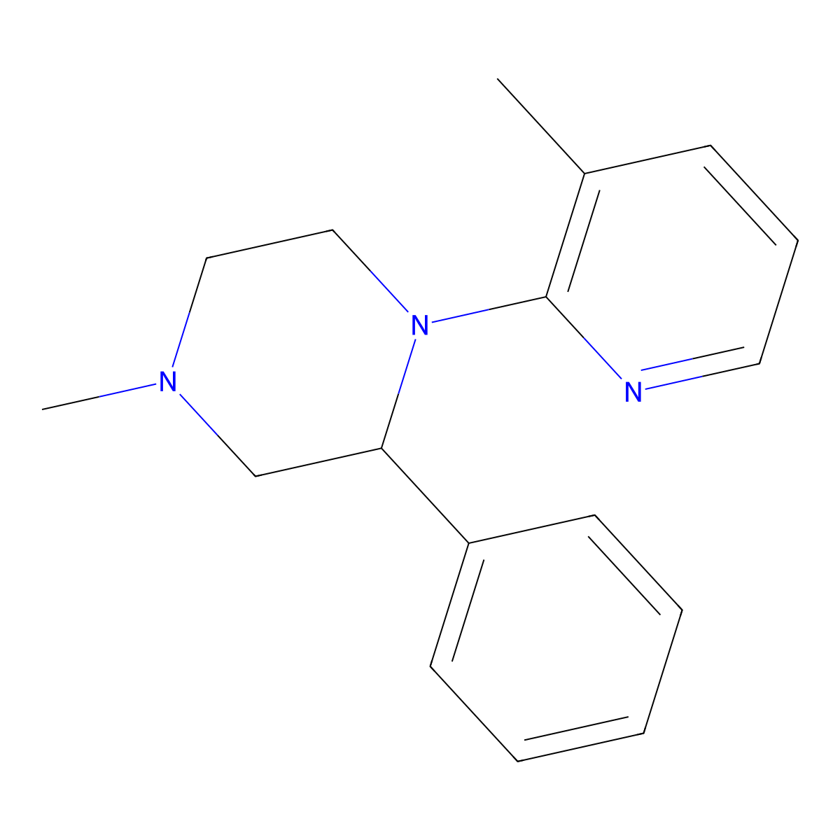 4-Methyl-1-(3-methyl-2-pyridinyl)-2-phenylpiperazine molecular structure, CAS 191546-94-8