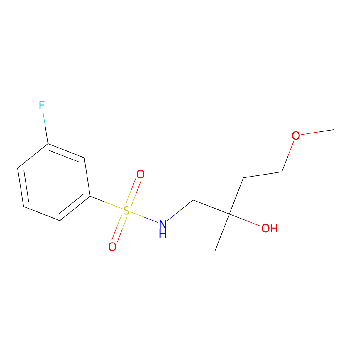 2-[(3-Fluorobenzenesulfonamido)methyl]-4-methoxybutan-2-ol molecular structure, CAS 1915478-94-2