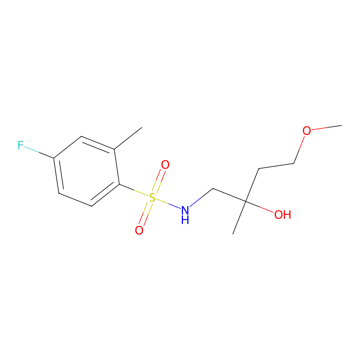 4-fluoro-N-(2-hydroxy-4-methoxy-2-methylbutyl)-2-methylbenzenesulfonamide molecular structure, CAS 1915479-36-5