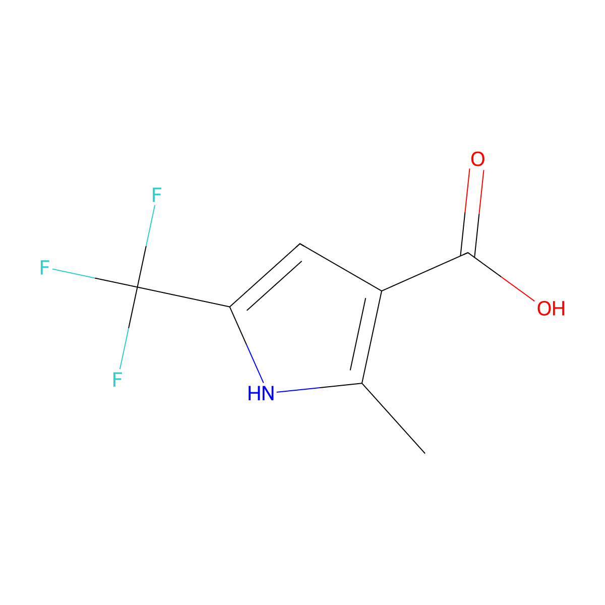 2-methyl-5-(trifluoromethyl)-1H-pyrrole-3-carboxylic acid molecular structure, CAS 191548-90-0