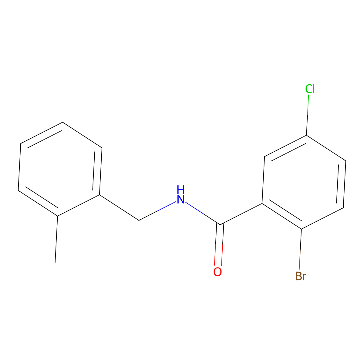 2-Bromo-5-chloro-N-[(2-methylphenyl)methyl]benzamide molecular structure, CAS 1915595-23-1