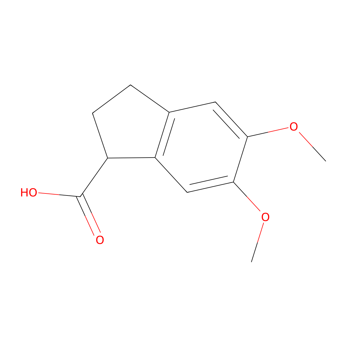 1H-Indene-1-carboxylic acid, 2,3-dihydro-5,6-dimethoxy- molecular structure, CAS 19156-11-7