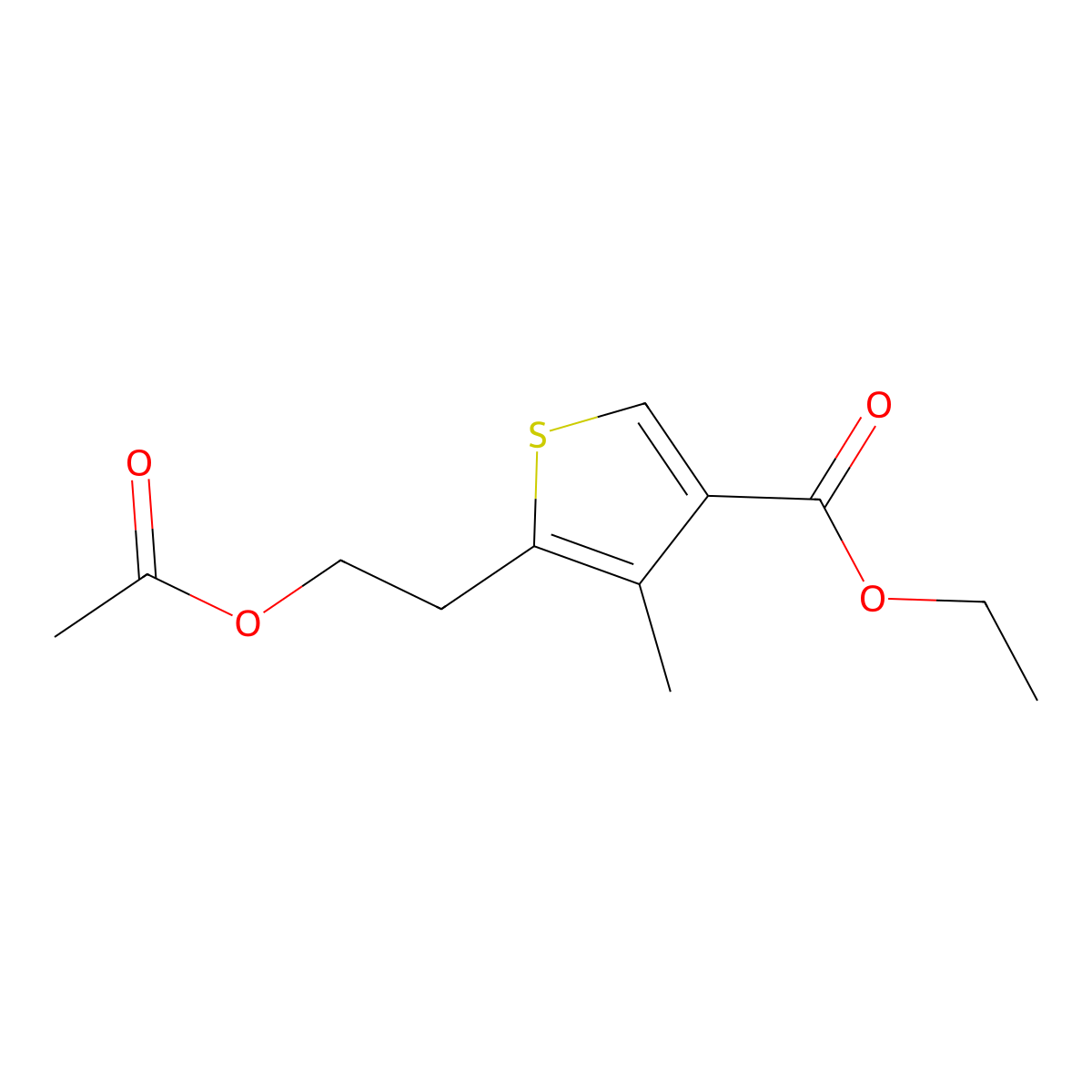 Ethyl 5-(2-acetoxyethyl)-4-methylthiophene-3-carboxylate molecular structure, CAS 19156-47-9