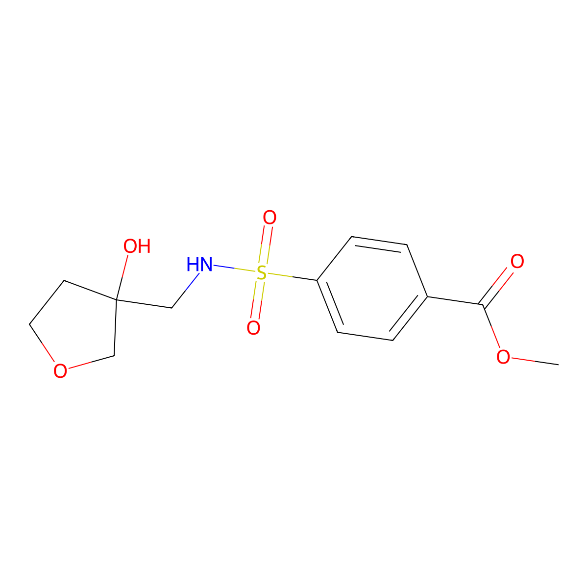 methyl 4-(N-((3-hydroxytetrahydrofuran-3-yl)methyl)sulfamoyl)benzoate molecular structure, CAS 1915716-94-7
