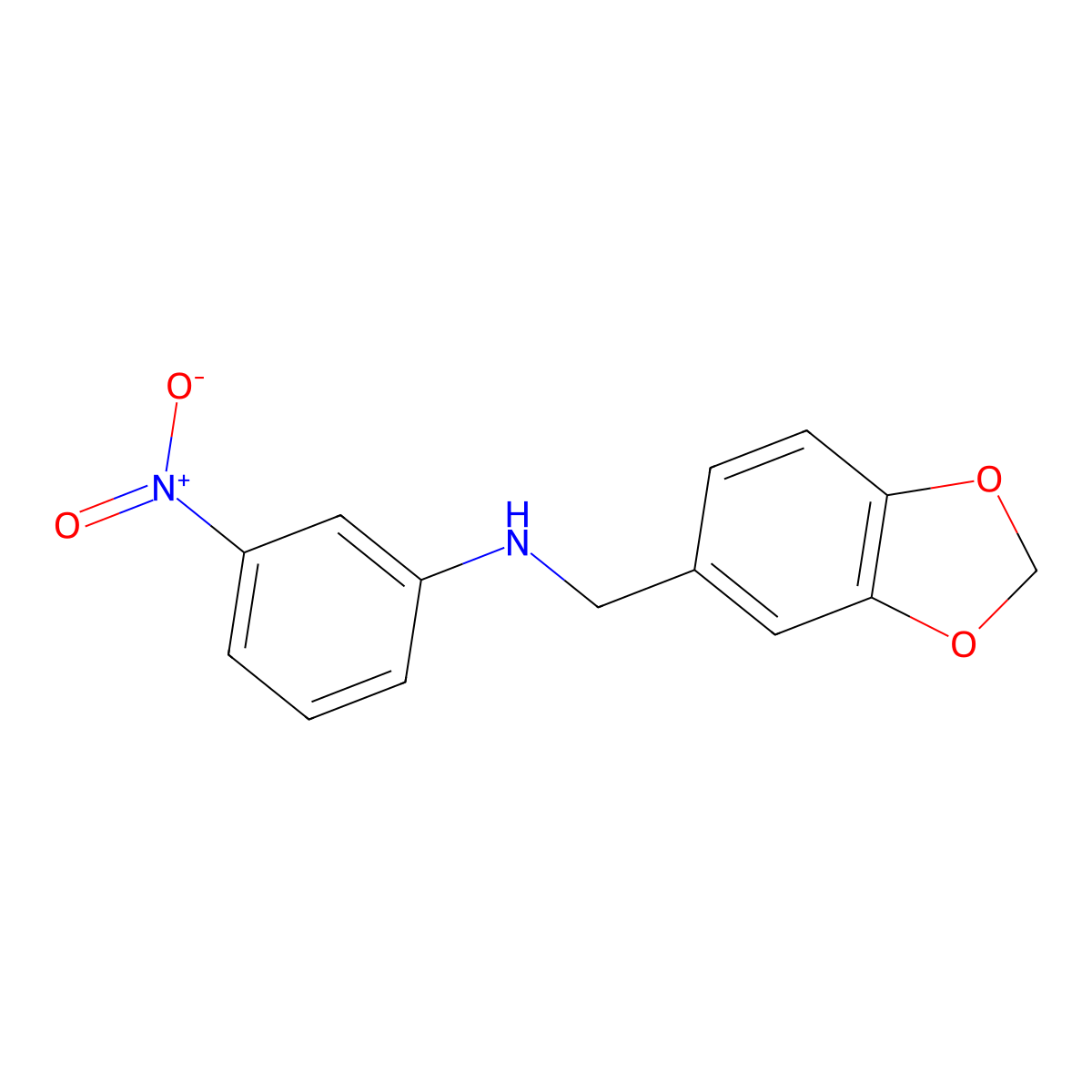 N-(1,3-benzodioxol-5-ylmethyl)-3-nitroaniline molecular structure, CAS 191595-08-1
