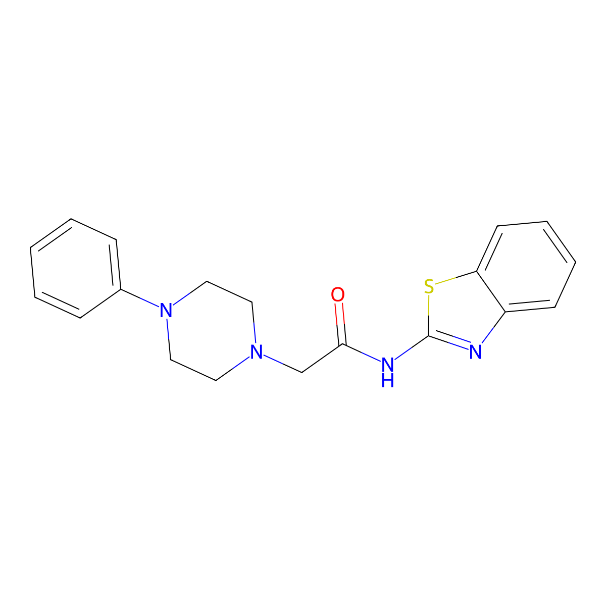 N-(1,3-benzothiazol-2-yl)-2-(4-phenylpiperazin-1-yl)acetamide molecular structure, CAS 191598-86-4