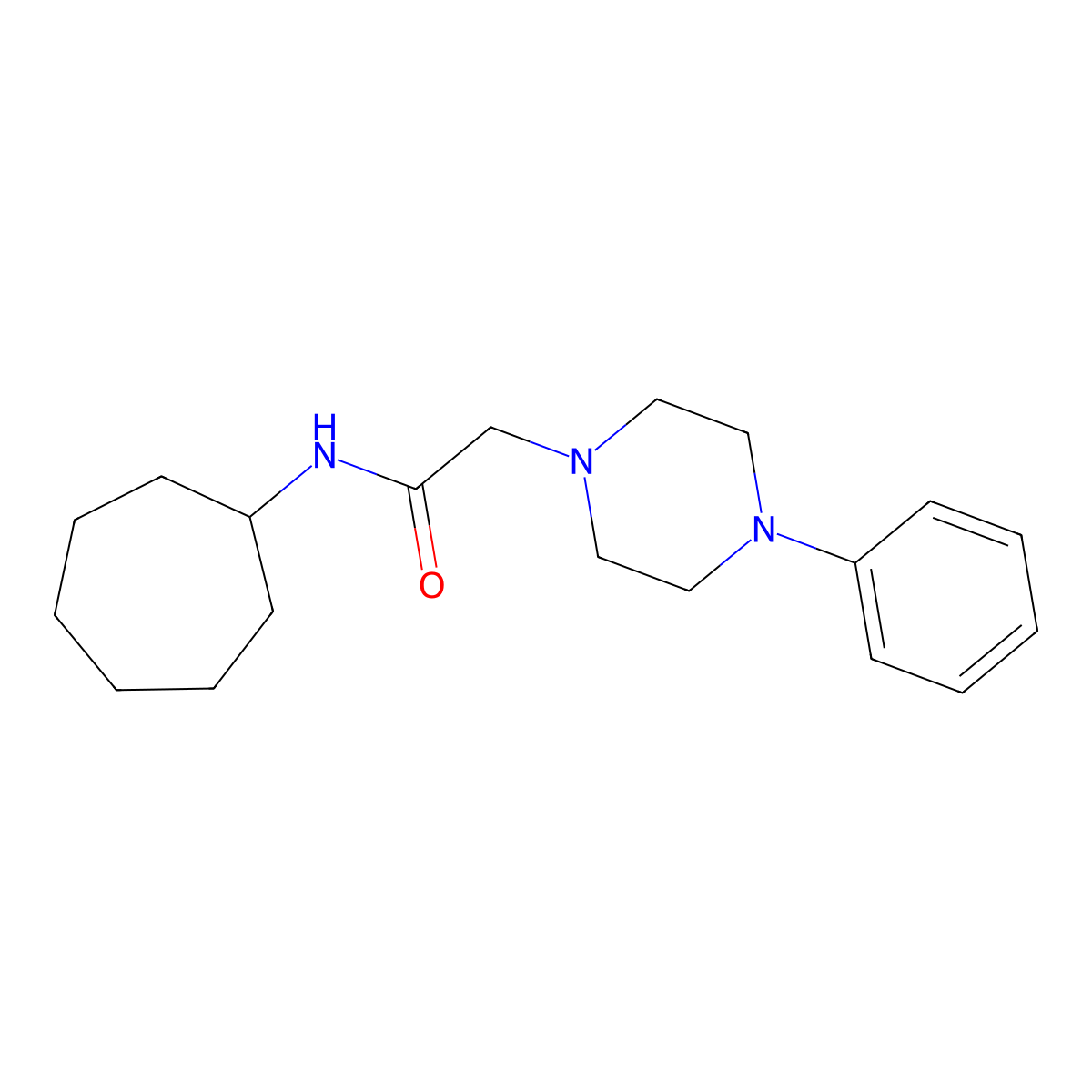 N-cycloheptyl-2-(4-phenylpiperazin-1-yl)acetamide molecular structure, CAS 191598-97-7