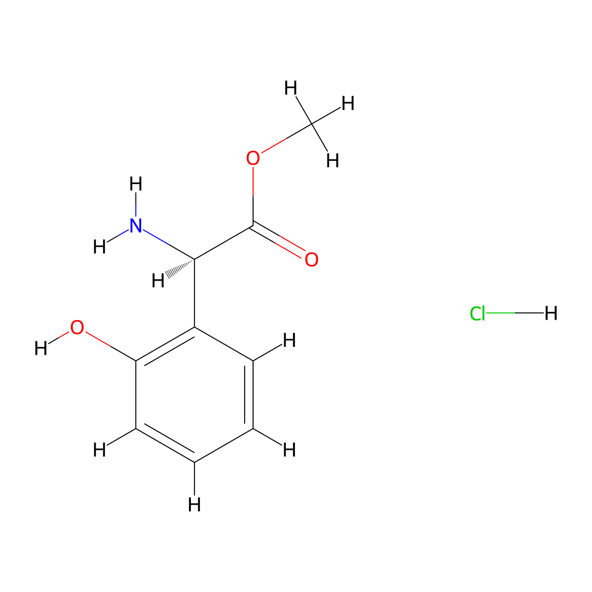 (R)-Methyl 2-amino-2-(2-hydroxyphenyl)acetate hydrochloride molecular structure, CAS 191599-62-9