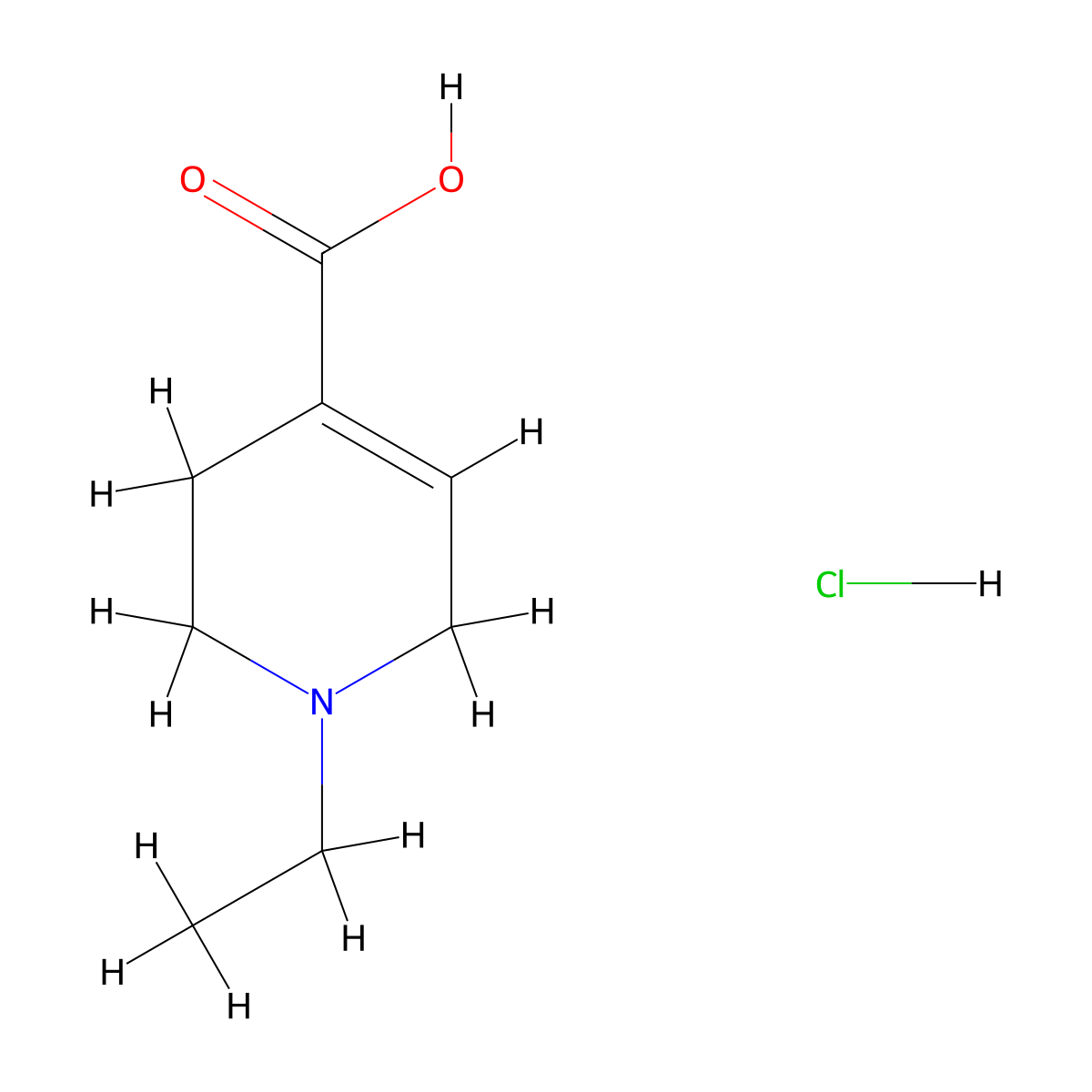1-Ethyl-1,2,3,6-tetrahydropyridine-4-carboxylic acid hydrochloride molecular structure, CAS 191599-99-2