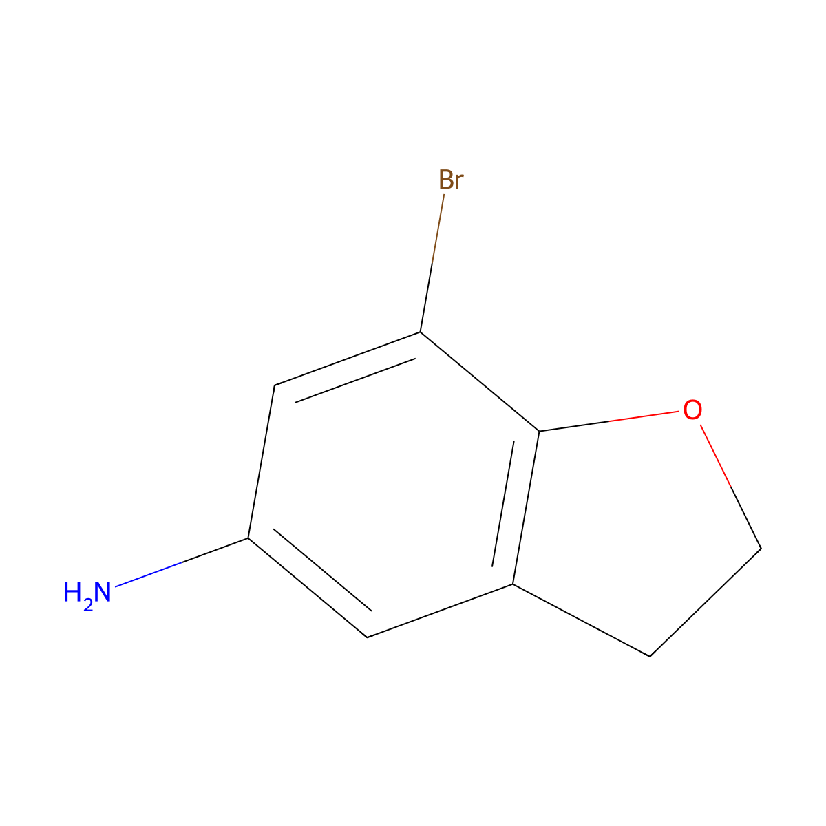 7-Bromo-2,3-dihydrobenzofuran-5-amine molecular structure, CAS 191602-53-6
