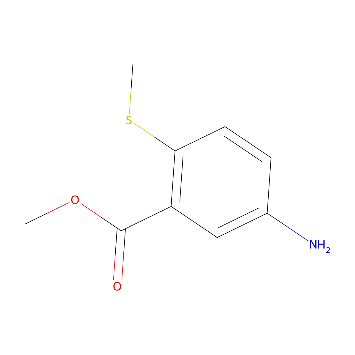 Benzoic acid, 5-amino-2-(methylthio)-, methyl ester molecular structure, CAS 191604-71-4