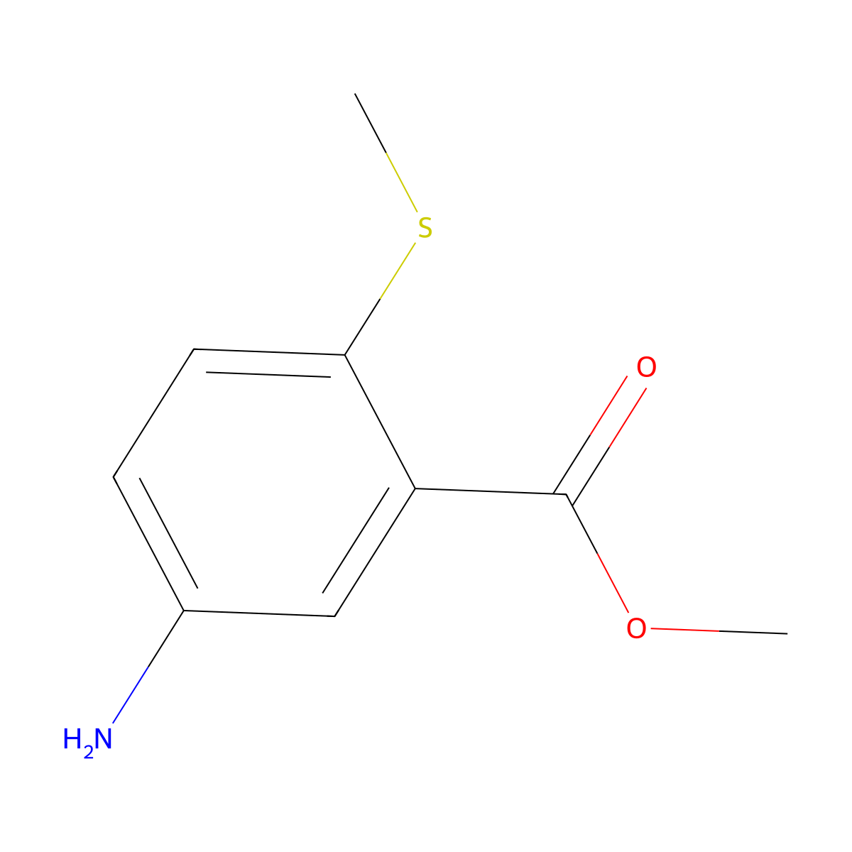 Benzoic acid, 5-amino-2-(methylthio)-, methyl ester molecular structure, CAS 191604-71-4