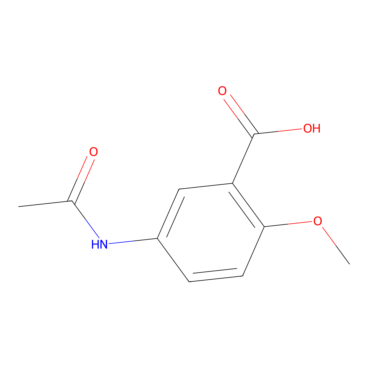 5-Acetamido-2-methoxybenzoic acid molecular structure, CAS 191605-08-0