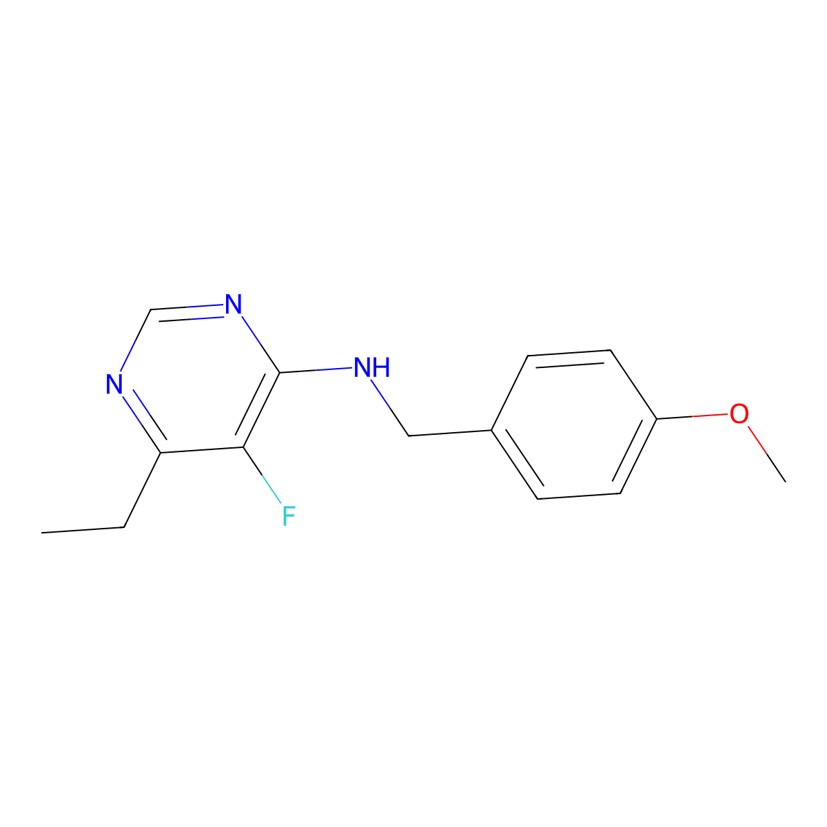 6-Ethyl-5-fluoro-N-[(4-methoxyphenyl)methyl]pyrimidin-4-amine molecular structure, CAS 1916053-21-8