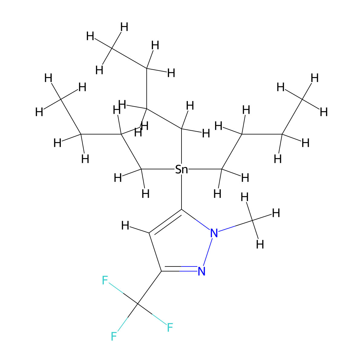 1-Methyl-5-(tributylstannyl)-3-(trifluoromethyl)-1H-pyrazole molecular structure, CAS 191606-78-7