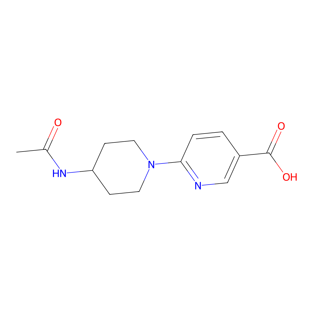 6-(4-Acetamidopiperidin-1-yl)pyridine-3-carboxylic acid molecular structure, CAS 1916070-19-3