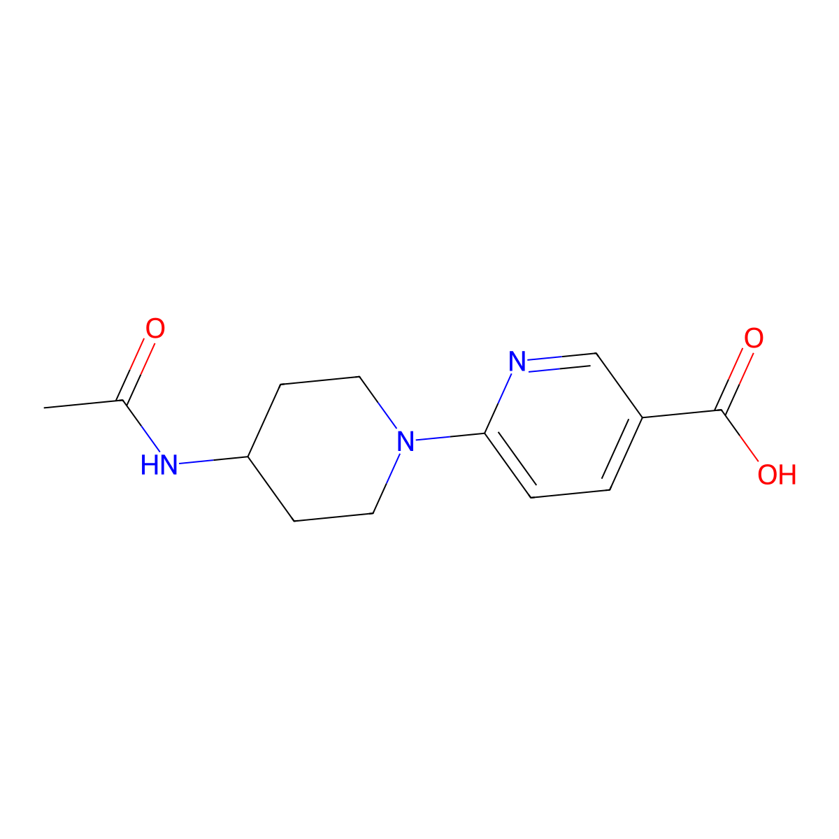 6-(4-Acetamidopiperidin-1-yl)pyridine-3-carboxylic acid molecular structure, CAS 1916070-19-3
