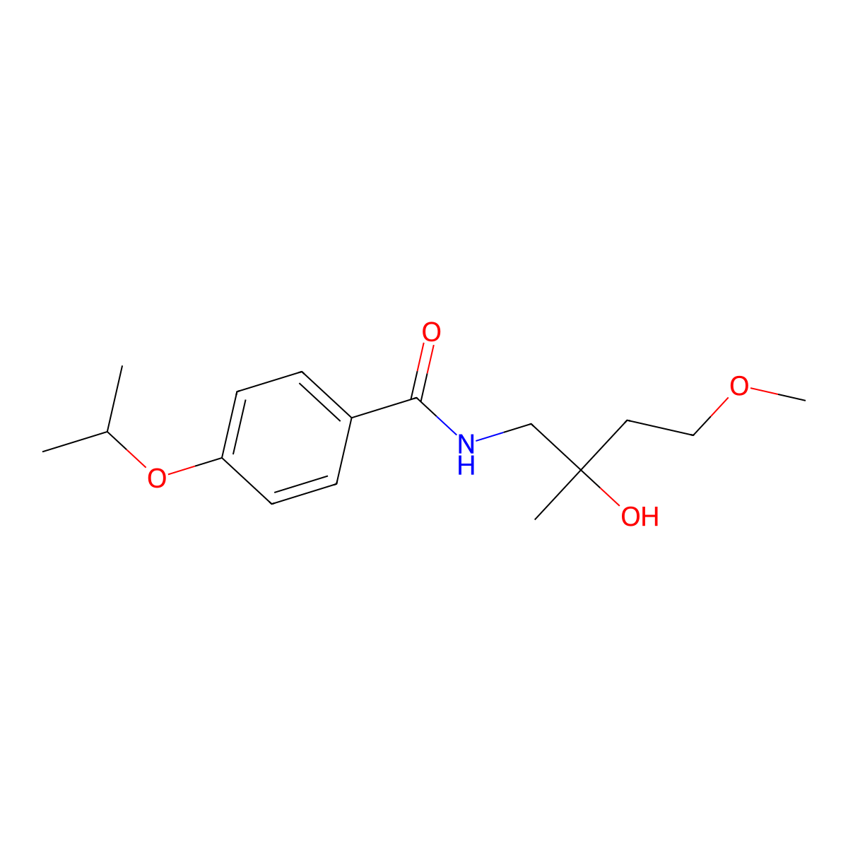 N-(2-hydroxy-4-methoxy-2-methylbutyl)-4-(propan-2-yloxy)benzamide molecular structure, CAS 1916075-49-4