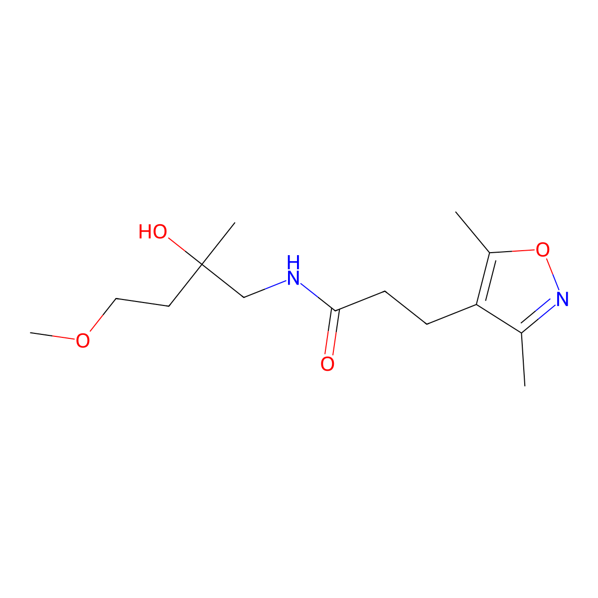3-(3,5-Dimethyl-1,2-oxazol-4-yl)-N-(2-hydroxy-4-methoxy-2-methylbutyl)propanamide molecular structure, CAS 1916076-45-3