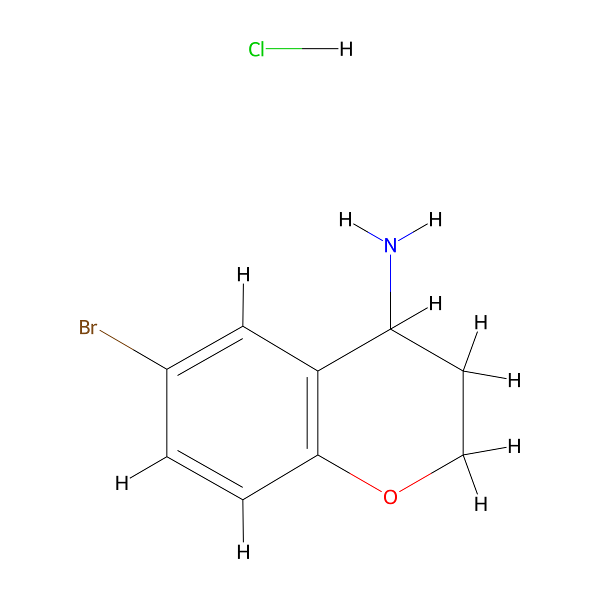 6-bromo-3,4-dihydro-2H-1-benzopyran-4-amine hydrochloride molecular structure, CAS 191608-17-0