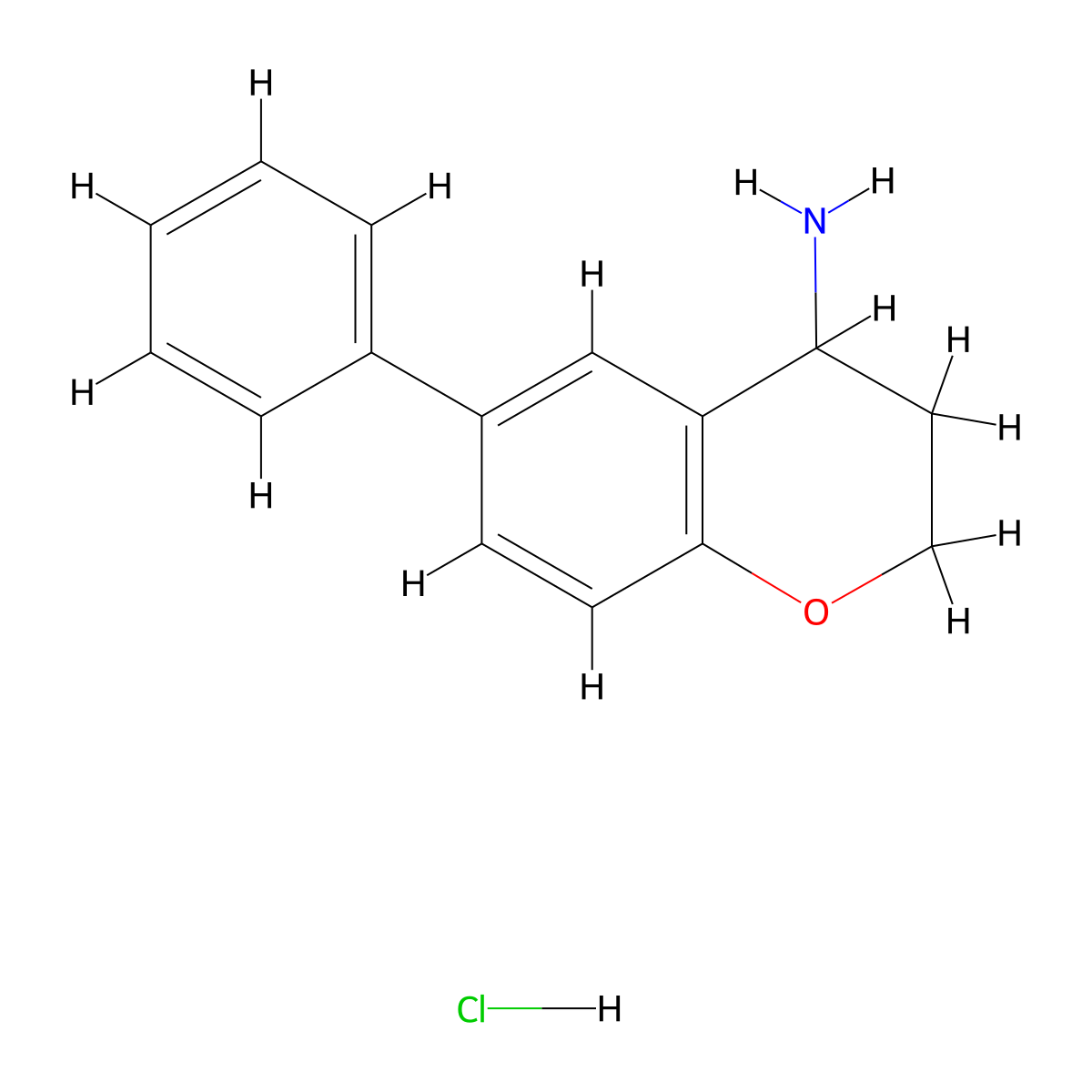 6-phenyl-3,4-dihydro-2H-1-benzopyran-4-amine hydrochloride molecular structure, CAS 191608-31-8