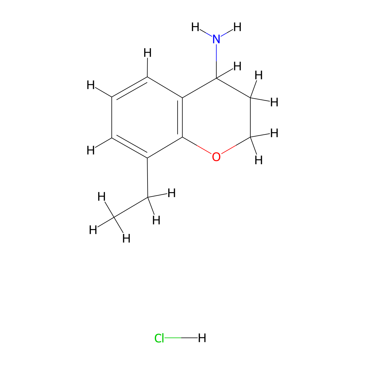 8-ethyl-3,4-dihydro-2H-1-benzopyran-4-amine hydrochloride molecular structure, CAS 191608-33-0
