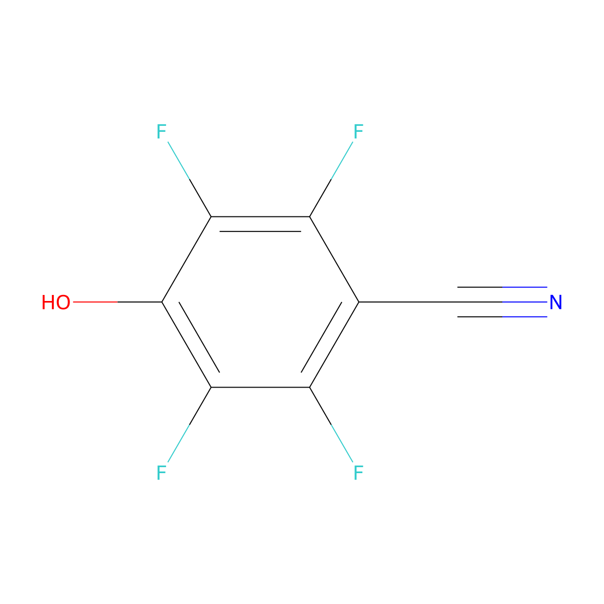 Benzonitrile, 2,3,5,6-tetrafluoro-4-hydroxy- molecular structure, CAS 19161-30-9