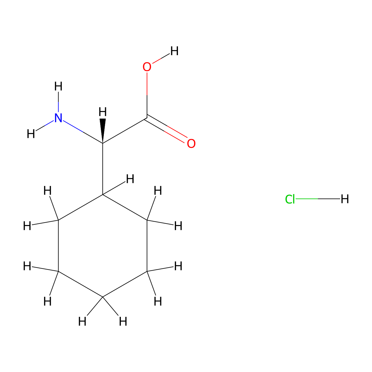 (S)-2-Amino-2-cyclohexylacetic acid hydrochloride molecular structure, CAS 191611-20-8
