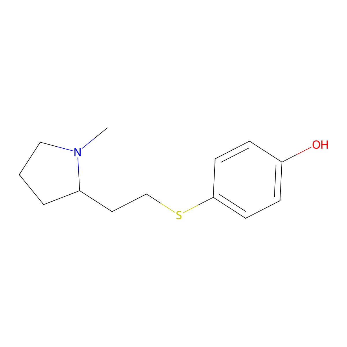 4-[2-(1-Methylpyrrolidin-2-yl)ethylsulfanyl]phenol molecular structure, CAS 191611-76-4