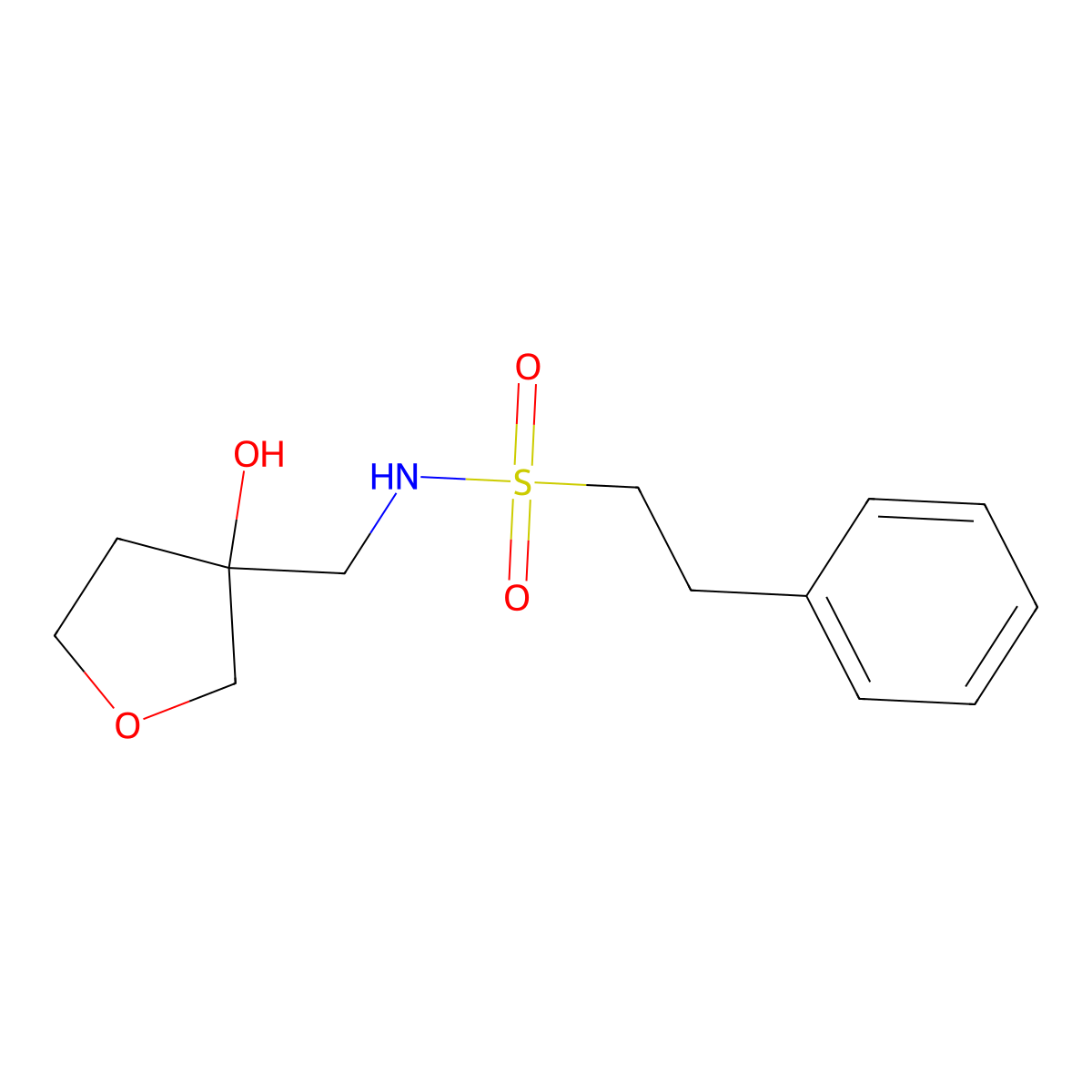 N-((3-hydroxytetrahydrofuran-3-yl)methyl)-2-phenylethanesulfonamide molecular structure, CAS 1916149-54-6