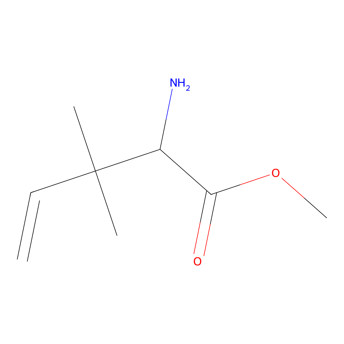 2-Amino-3,3-dimethyl-pent-4-enoic acid methyl ester molecular structure, CAS 191615-41-5