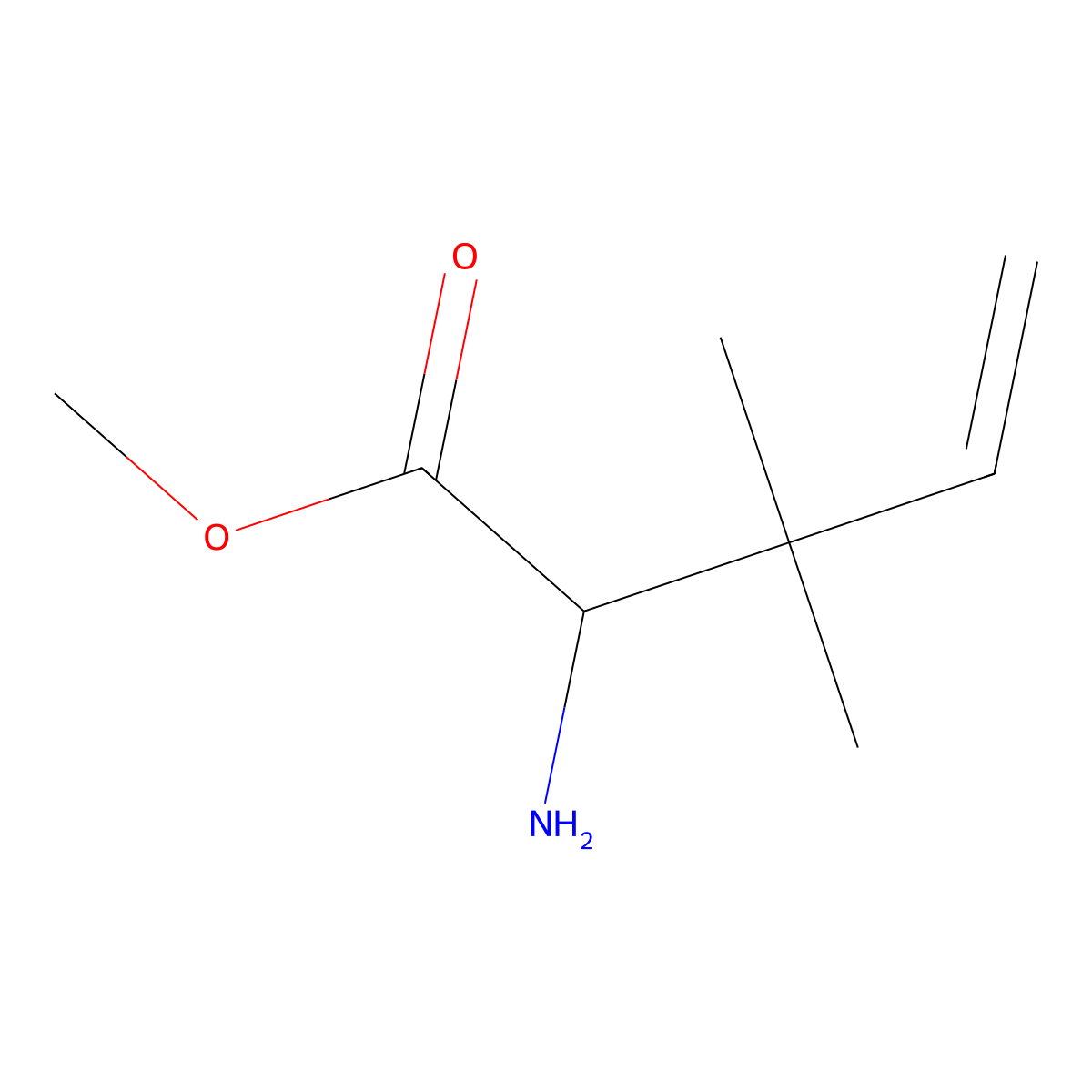 2-Amino-3,3-dimethyl-pent-4-enoic acid methyl ester molecular structure, CAS 191615-41-5