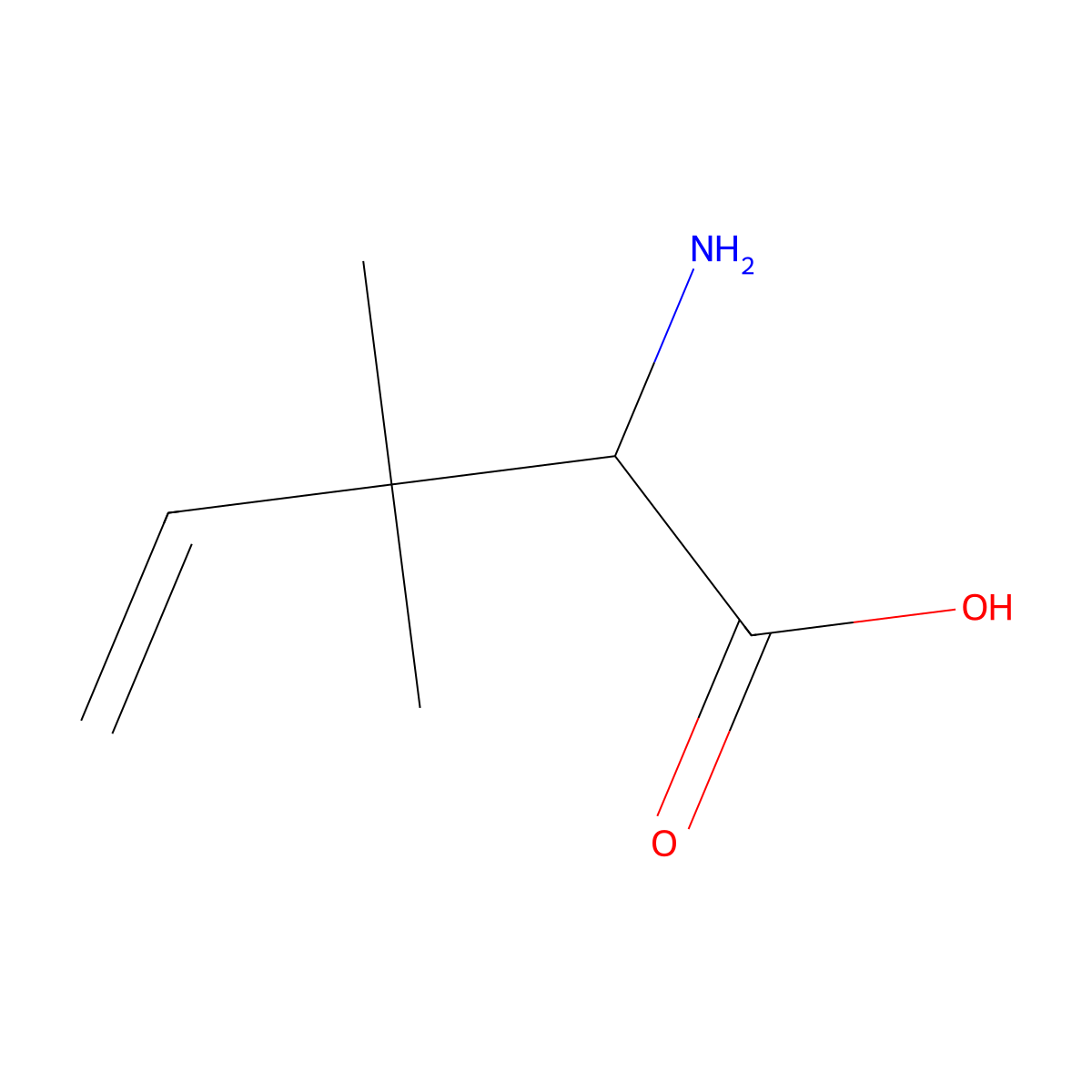 2-Amino-3,3-dimethylpent-4-enoic acid molecular structure, CAS 191615-49-3