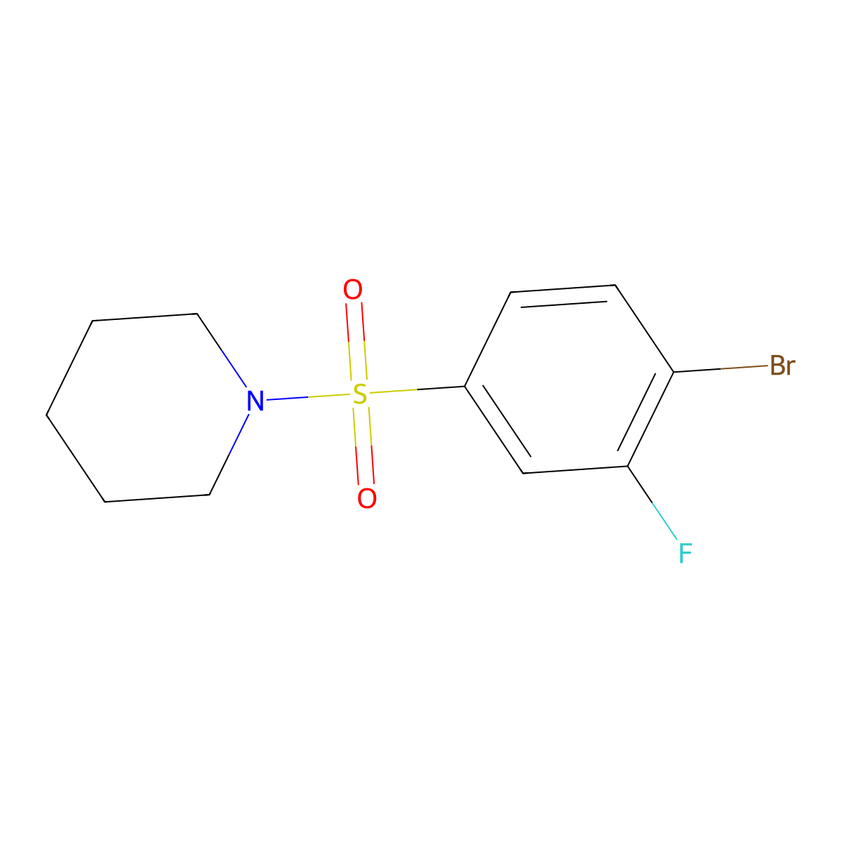 1-[(4-Bromo-3-fluorobenzene)sulfonyl]piperidine molecular structure, CAS 1916251-93-8