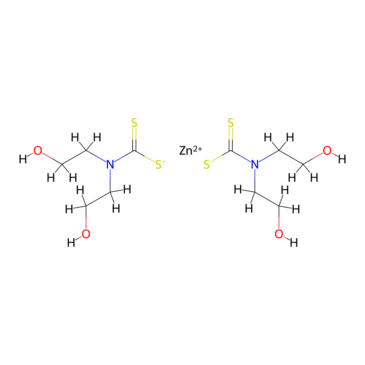 (T-4)-Bis(N,N-bis(2-hydroxyethyl)carbamodithioato-kappaS,kappaS')zinc molecular structure, CAS 19163-92-9