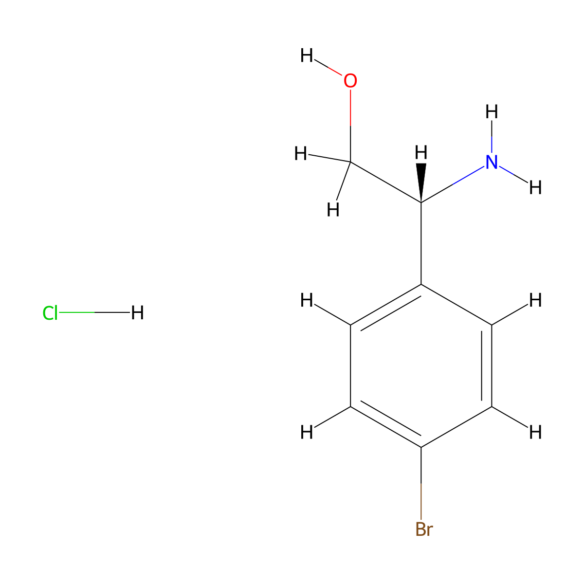 Benzeneethanol, beta-amino-4-bromo-, hydrochloride (1:1), (betaR)- molecular structure, CAS 1916569-82-8